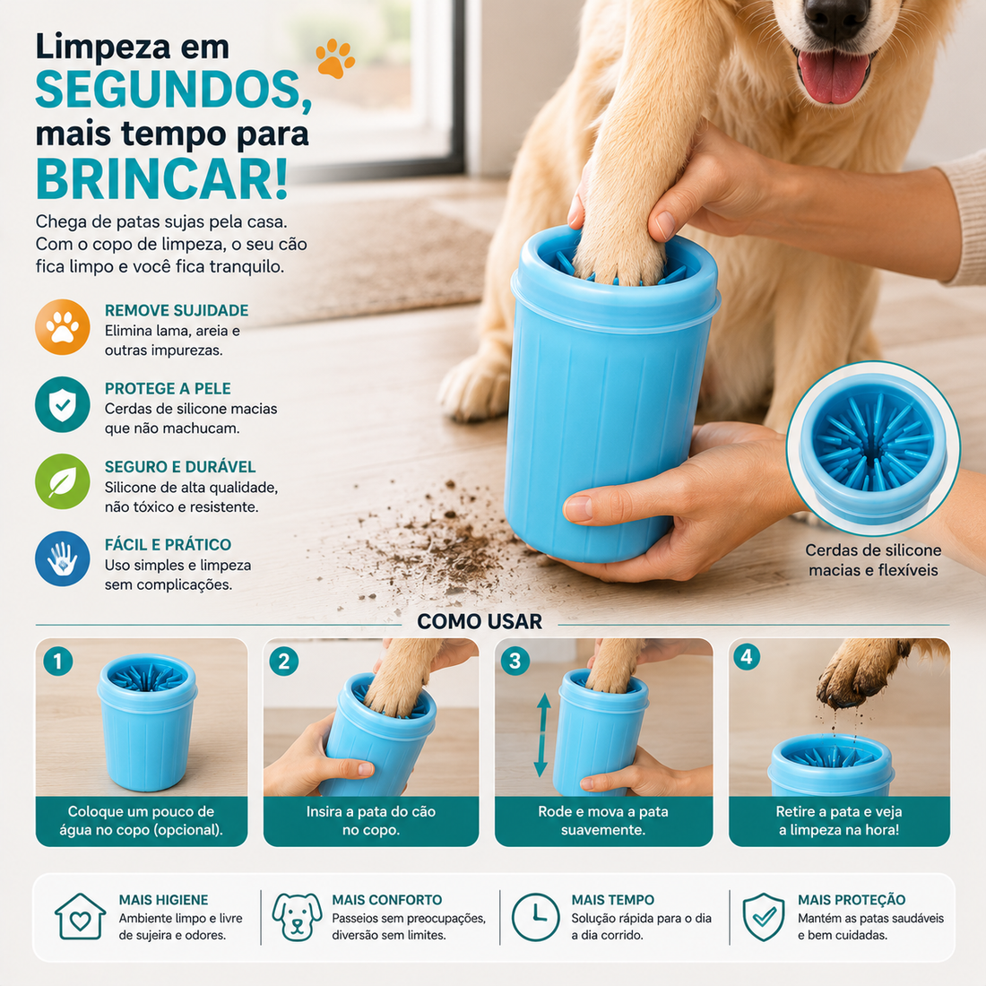 Copo para Limpeza de Patas de Cachorro