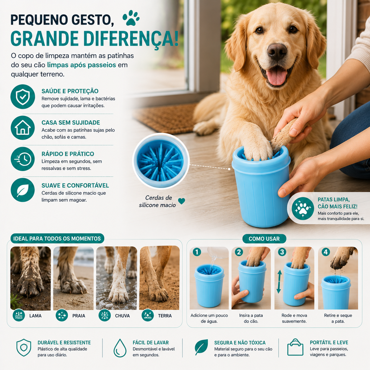 Copo para Limpeza de Patas de Cachorro