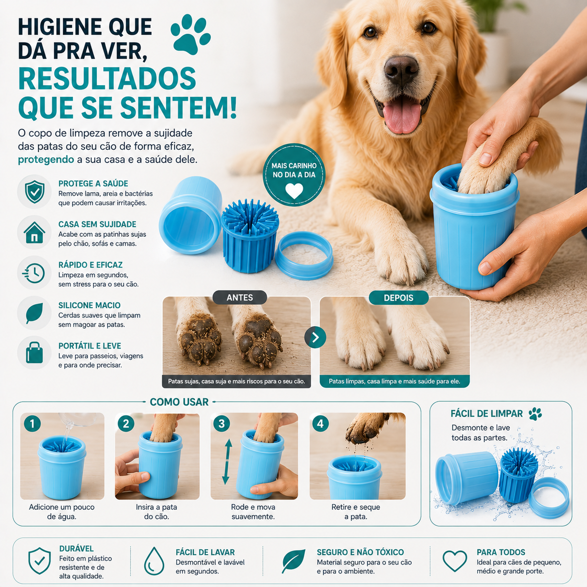 Copo para Limpeza de Patas de Cachorro