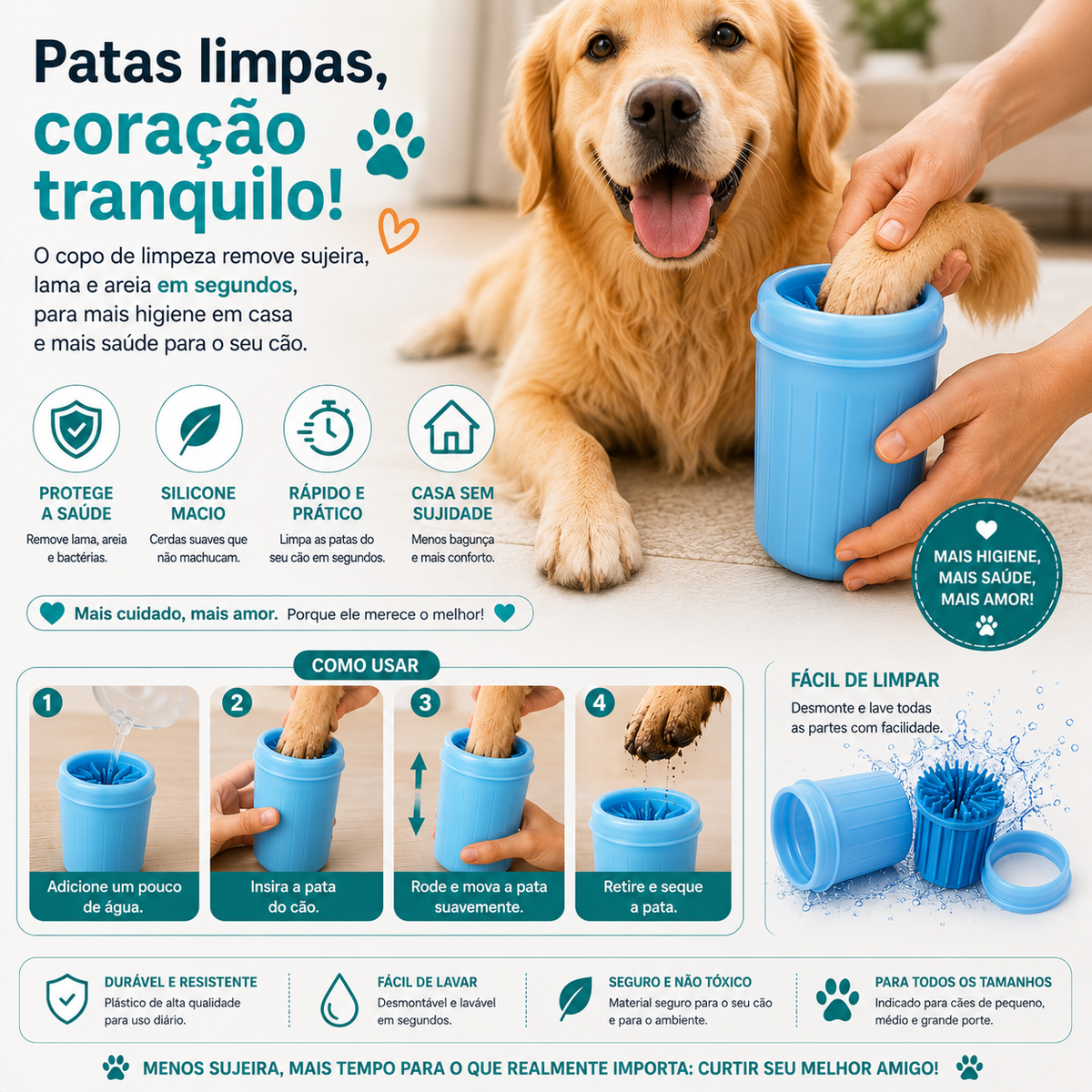 Copo para Limpeza de Patas de Cachorro