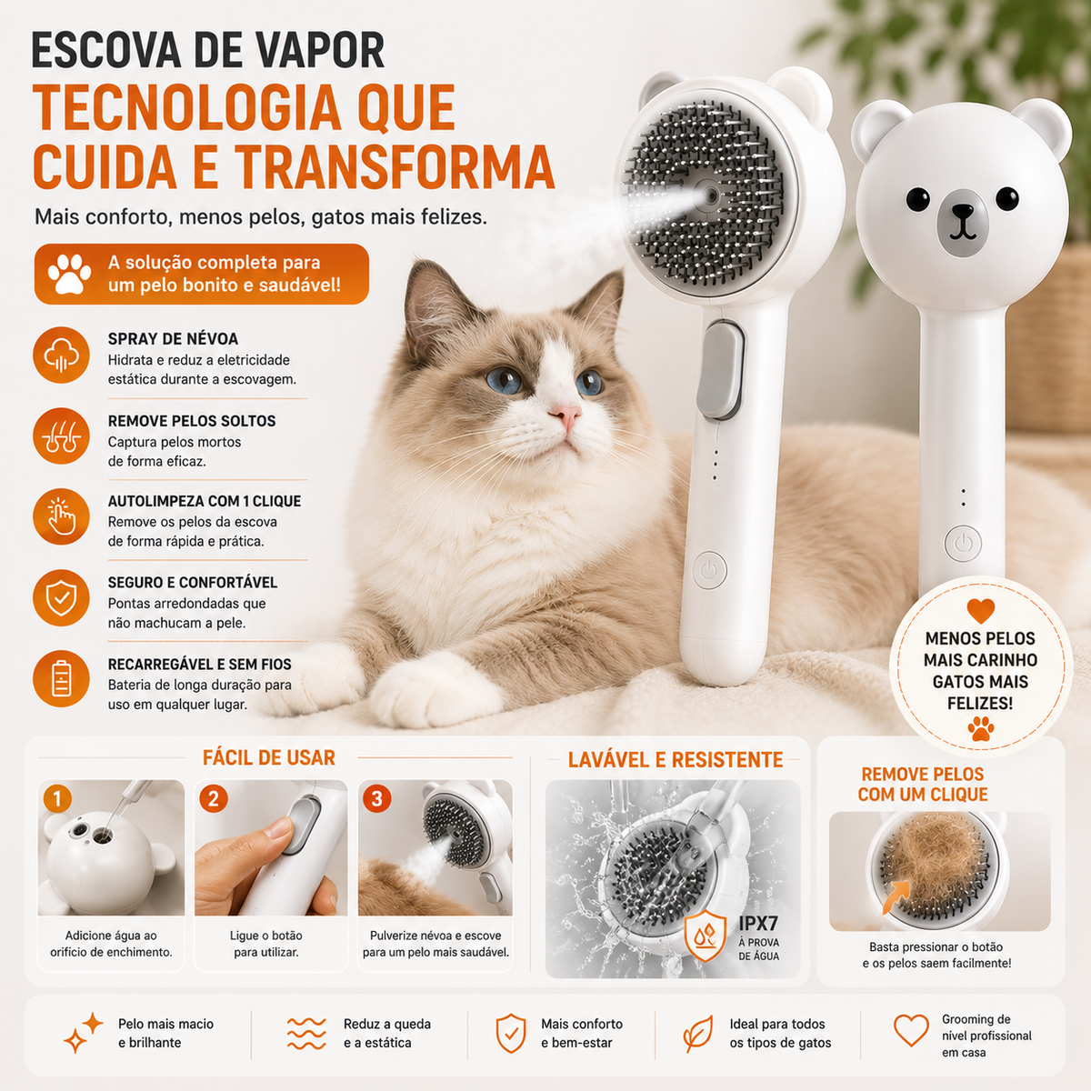 Escova Steam Cat Pro