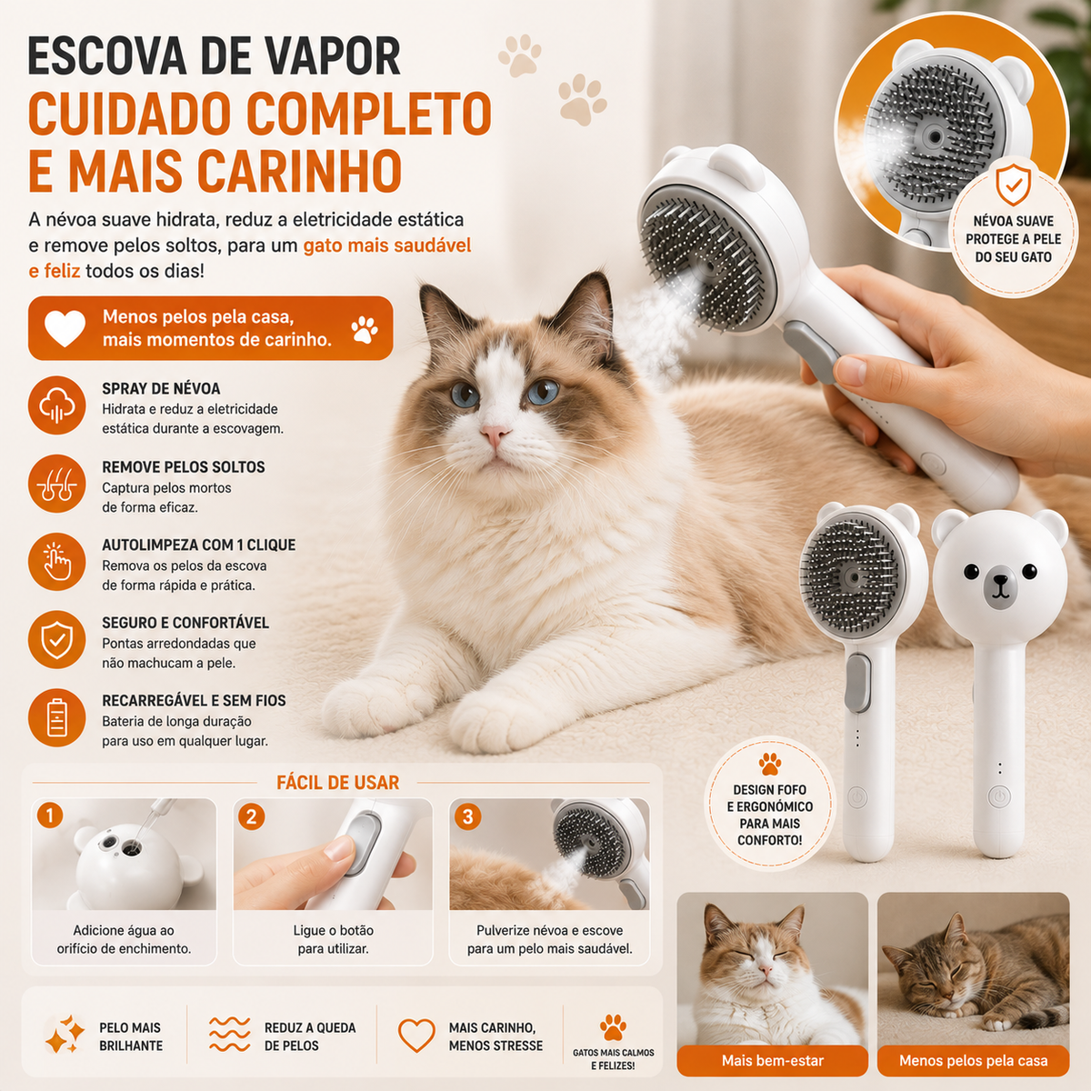 Escova Steam Cat Pro