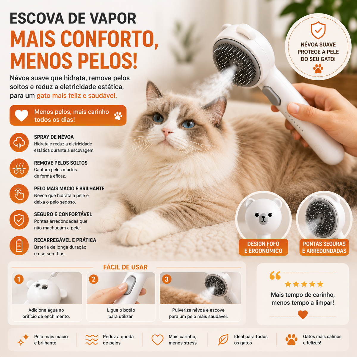 Escova Steam Cat Pro